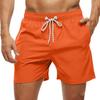 Мужские летние однотонные быстросохнущие спортивные шорты для отдыха на море с сетчатыми плавками на шнурке