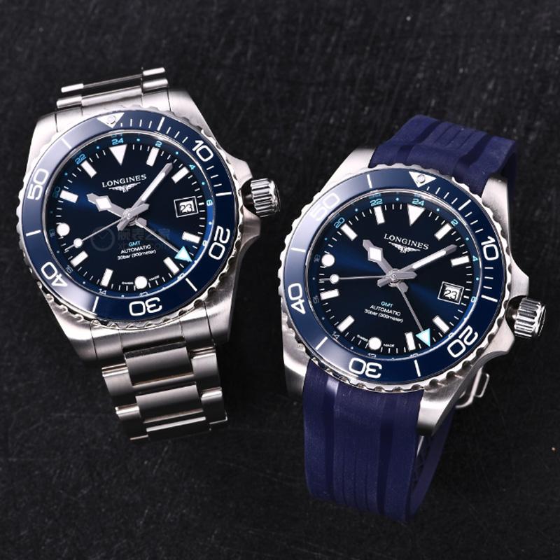 Longines HYDROCONQUEST Concas серия для дайвинга GMT автоматический механический механизм 300 часы 43 мм синий циферблат корпус из нержавеющей стали резиновый ремешок L3.890.4.96.9