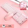 Qisha Розовая проводная механическая игровая клавиатура и мышь