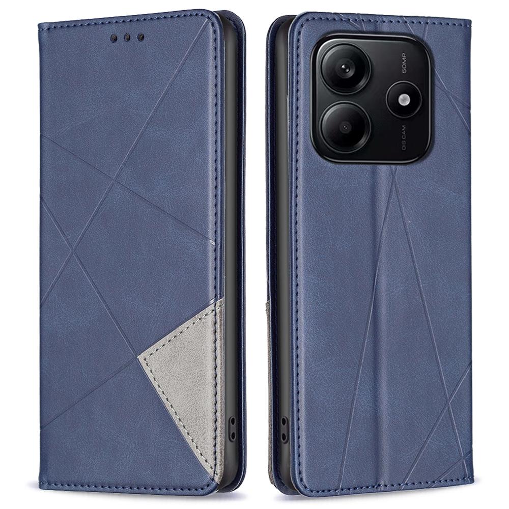 Для Xiaomi Redmi Note 14 4G (163,25x76,55x8,16 мм) Чехол Слоты для карт Геометрический оттиск Кожаный чехол для телефона