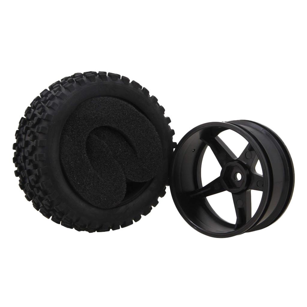 Mxfans Black Dot Pattern Rubber Tires Black Pentagram Wheel Rims for 4-Pack & RC110 Off-Road
