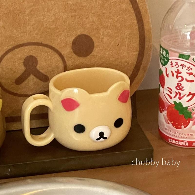 Chubbybaby Рилаккума Мультяшная Чашка для ополаскивания рта Милый Пухлый Медвежонок Пластиковая Чашка для Зубной Щетки Кавайная Для Детей Пары Ванной Комнаты Ежедневное Мытье
