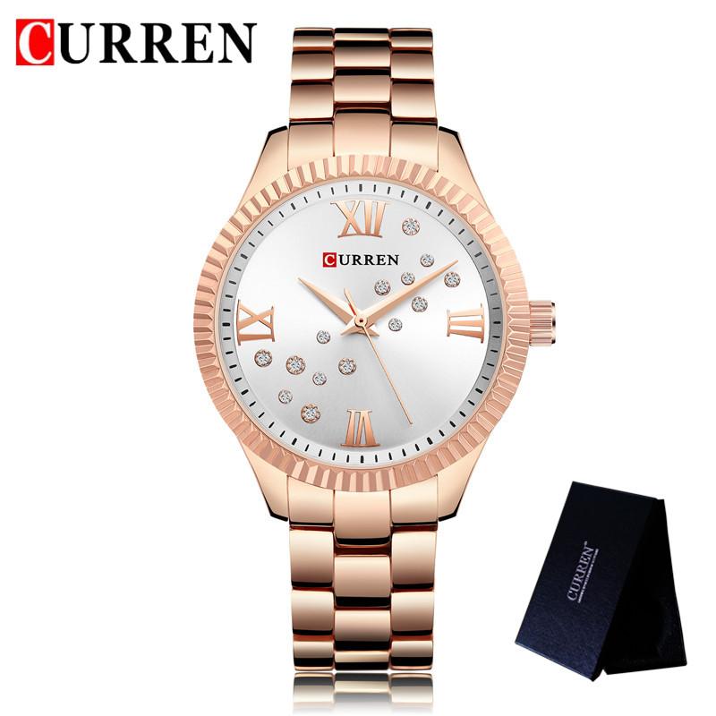 CURREN New Fashion Women Watches Top Brand Luxury Lady Girl Wristwatch Black Stainless Steel Bracelet Female Clock Gift 9009
