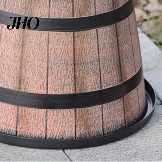 Balcony Plant Pot Flowerpot Rustic Barrel Style Pots with Built-In Drainage Holes 8" Brown Plastic-Inspired Planter Finish Extra-Large, Thick