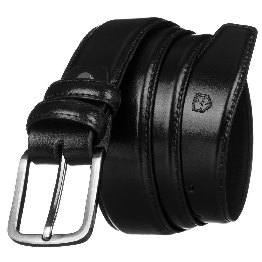 Men's leather belt PTN PM-14-125-SPL-6912 Black