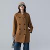 2025 Autumn/Winter Women's Stand Collar Double-Faced Medium Cocoon Alpaca Wool Coat