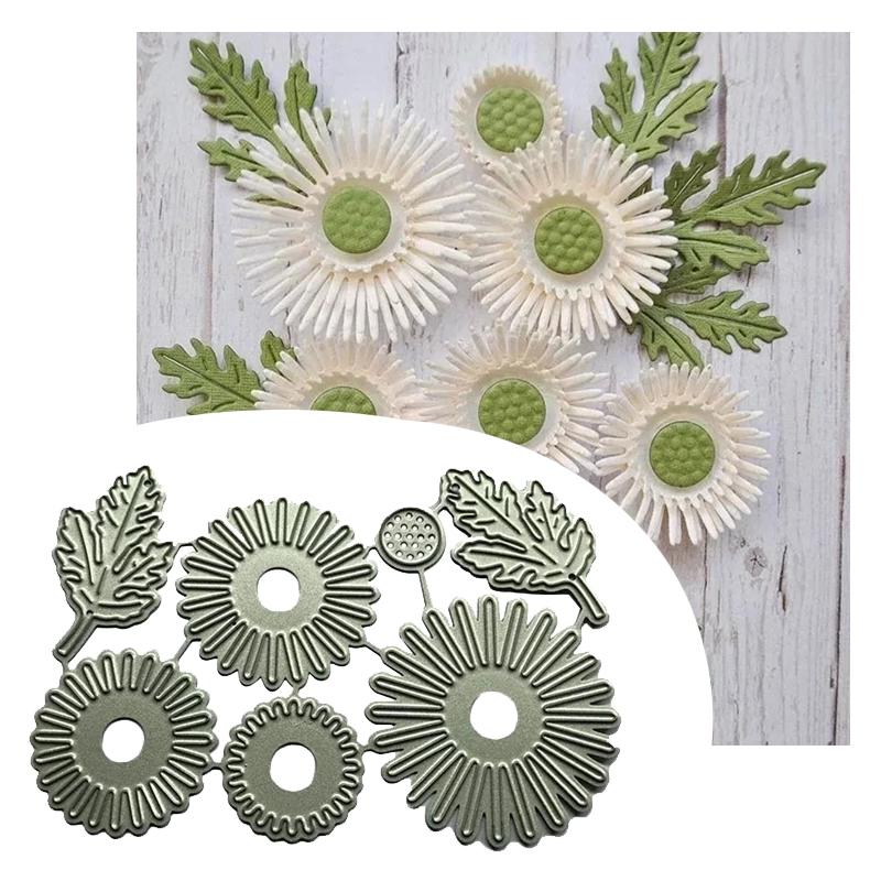 Металлические режущие штампы 3D цветы и листья для изготовления открыток и скрапбукинга