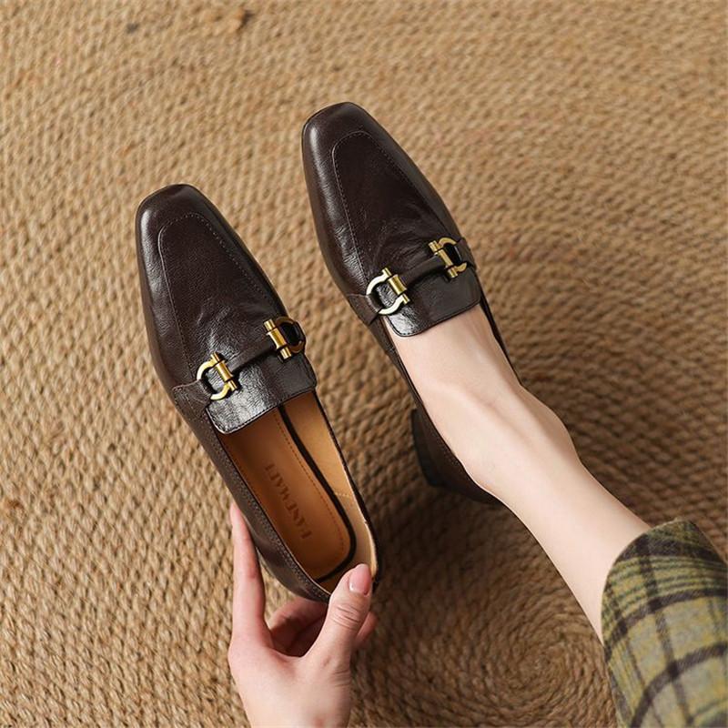 Модные новые весенние женские туфли из овчины с квадратным носком, женские туфли-лодочки, женские туфли на толстом каблуке, модные повседневные туфли на низком каблуке