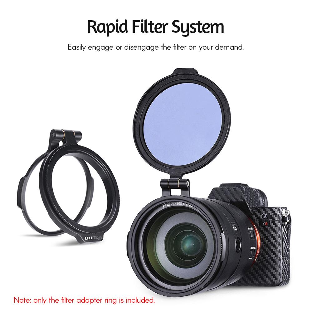 UURIG R-82 82mm Rapid Filter System Camera Lens ND Filter Metal Adapter Ring Compatible with Canon