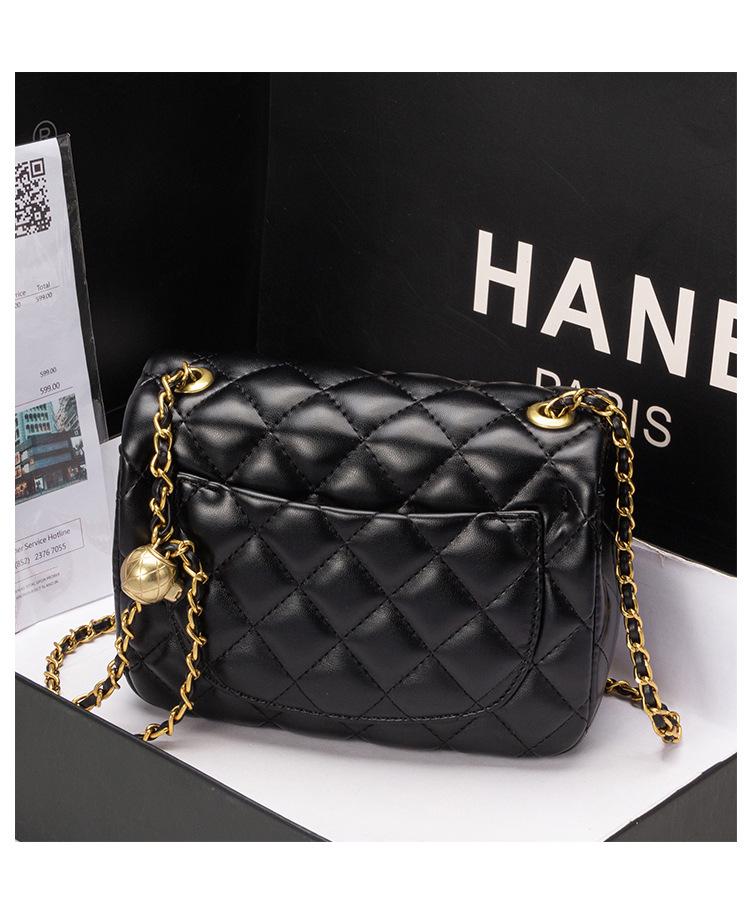 Женская квадратная сумка кроссбоди на золотой цепочке 2025 года - ромбовидная стежка из овчины