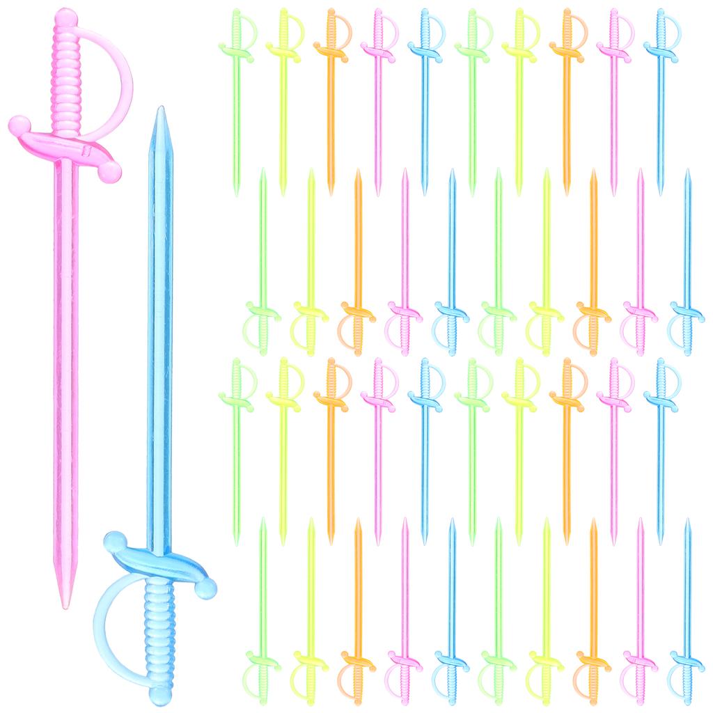 200 Pcs Fruit Plastic Picks Sandwich Toothpicks Snack Dessert Fork Cocktail Cake Decor Appetizer Forks Party Sword