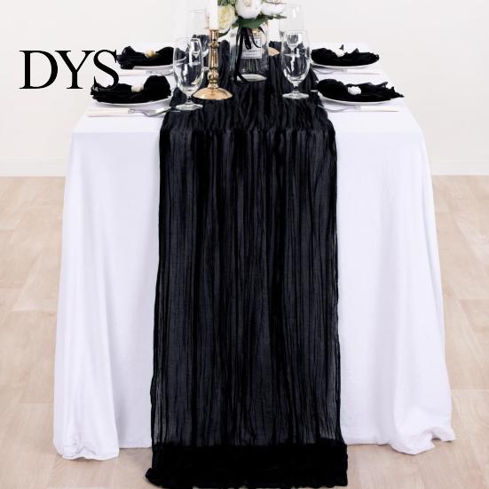 Lightweight Sheer Runner Wrinkle Table Boho Gauze Fabric Tablecloth for Wedding Party Decor Rustic Elegant Dining Accent Reusable Machine Washable