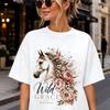 Wild Grace Floral Horse Lover Gift Graphic Shirt, Comfort Colors Peony Flowers Tee