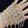 New Hot Sale Simulation Color Tourmaline Princess Square Full Diamond Bracelet Feminine Fashion Hand Jewelry