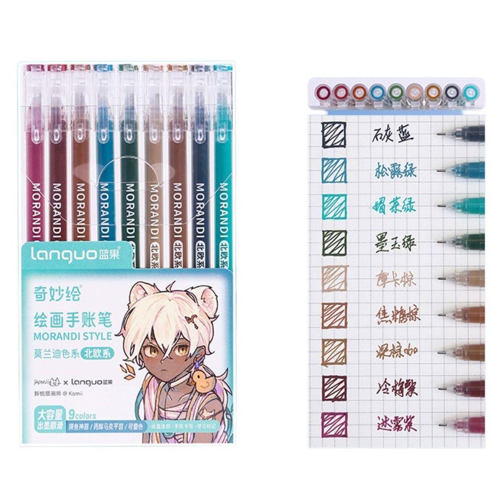 Kawaii Vintage Morandi Gray Pens Set Multi Color Gel Ink Pens Marker Liner Ballpoint Pen School Office Stationery Gift Pen