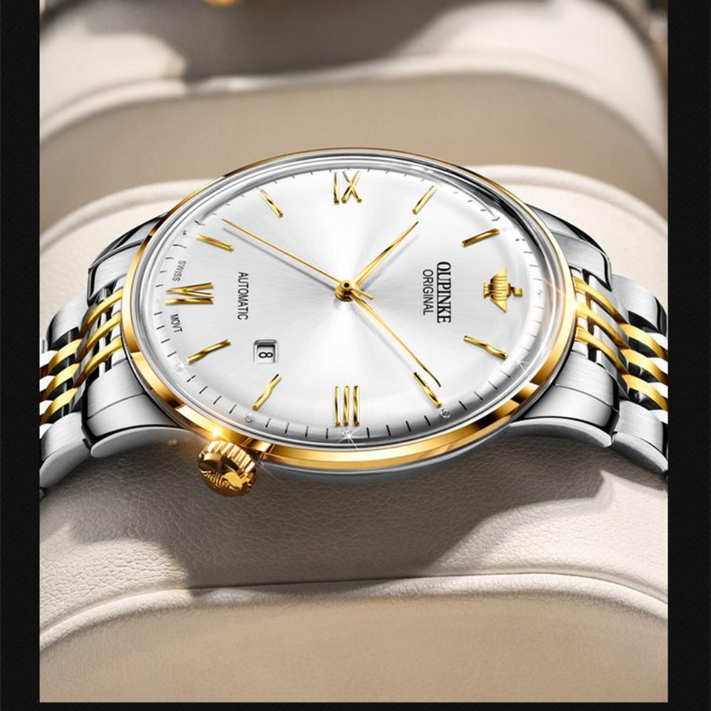 OUPINKE Мужские часы Деловые повседневные водонепроницаемые механические часы двойного назначения высокого класса