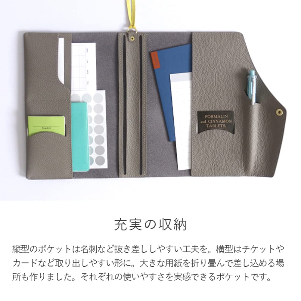 Яркая обложка для планера формата А5 из натуральной кожи для мужчин и цвета тауп [HUKURO] (Тип буклета), Япония, Кожа, Антибактериальный, Держатель, Кожа, Женщины,