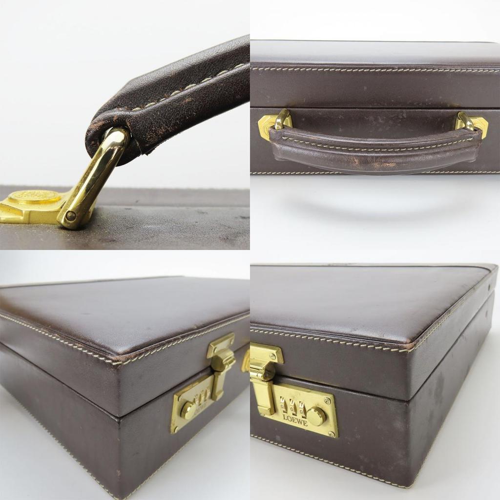 Used LOEWE Business Bag Leather Brown Beige Attache Case