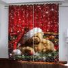 2 красные полузатемняющие шторы с принтом Санты, зимние снежинки, праздничный полиэстер, подходящие для гостиной, кухни, спальни