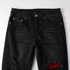 Men's Broken Jeans Patch Jeans High Street Tide Men Slim Small Leg Trousers Jeans Black Jeans