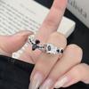 Необычная любовь Темная личность Черный циркон Летучая мышь Открытое кольцо Нишевое Панк Наборное кольцо Женщина