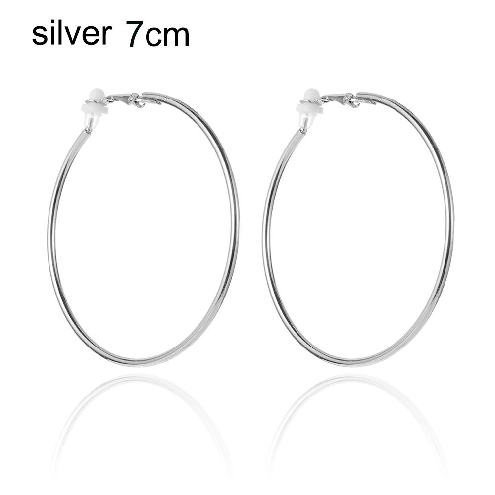 Пара ювелирных изделий золото серебро черный женская мода большой круг клипса на ухо без пирсинга серьги кольца