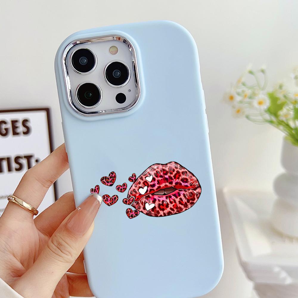 LZ21 Lips Kiss Design Art Soft Phone Case for Samsung S24 Ultra S23 Plus S21 A16 A54 A34 A05s A06 Infinix Hot 40 30i Lens Protection Shockproof Cover