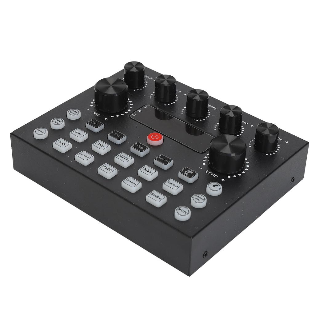 Live Sound Card Professional Reverb Effects Adjustable Bass Treble Dual Microphone Ports Dual Channe