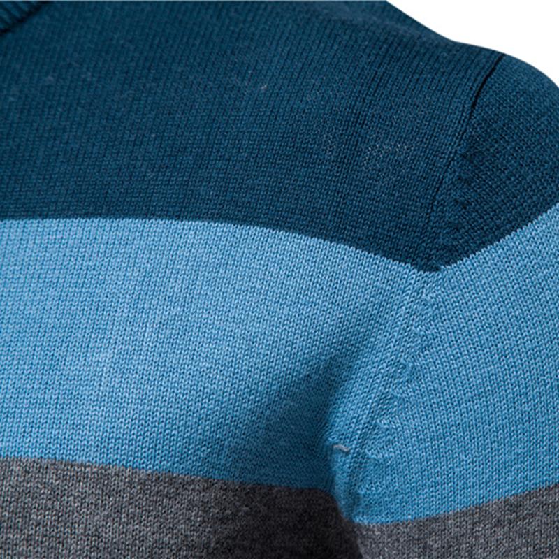 Повседневный мужской вязаный свитер с полосатым верхом, пуловер, базовая рубашка, свитер с круглым вырезом на весну и осень