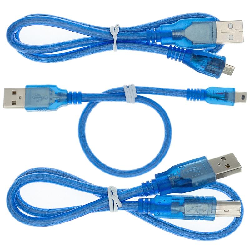 USB-кабель 30 см для Uno R3/Nano/MEGA/Leonardo/Pro Micro/DUE Blue, высококачественный кабель USB/Mini USB/Micro USB типа A для Arduino
