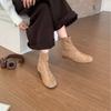 2025 Autumn and Winter New Round Head Rear Zipper Thin Soft Bottom Soft Surface Inner Slope Heel Martin Women's Short Boots