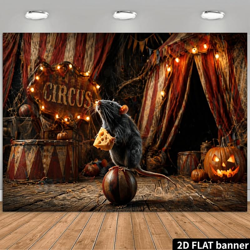 Flat Halloween-themed party banner background - Retro circusXY