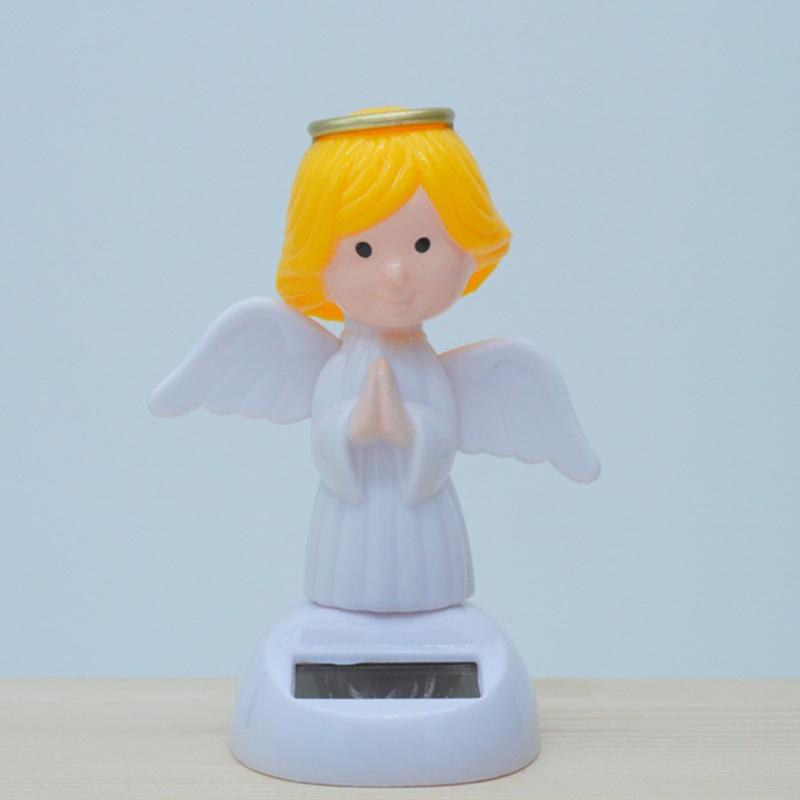 Solar Powered Cartoon Animal Bobblehead Ornament Cute Car Interior Decor with Funny Head Vibration Creative Christmas Gift