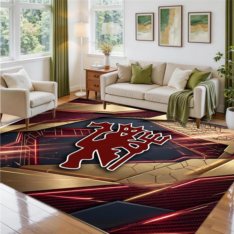 Manchester United Design Crystal Velvet Rug Soft Decorative Mat for Bedroom Entrance
