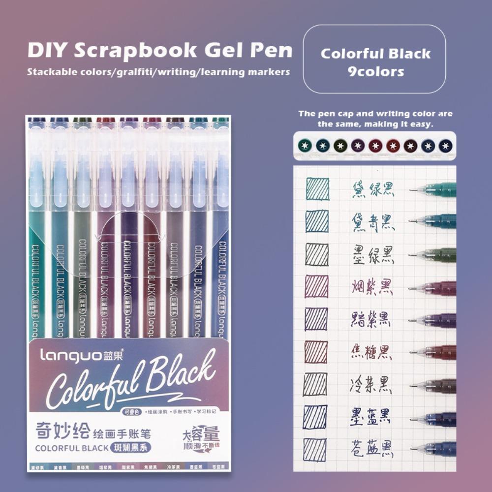 9 цветов/набор Разноцветные гелевые ручки Быстросохнущие маркеры Набор ручек для рукописного учета Канцелярские товары