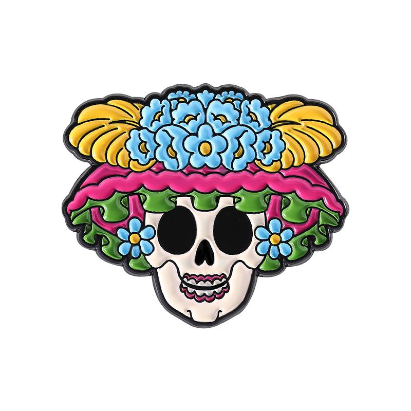 День Мертвых Скелет Кошка Катрина Эмалевые Значки De Los Muertos Мексиканский Фестиваль Броши Значок на Лацкан Украшения Подарки для Друзей