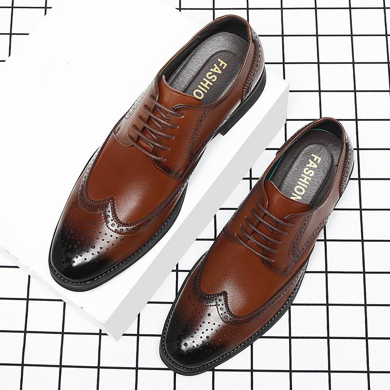 Нарядные кожаные туфли Brock мужские туфли воловья кожа британские остроносые дышащие мужские туфли свадебные туфли 2025