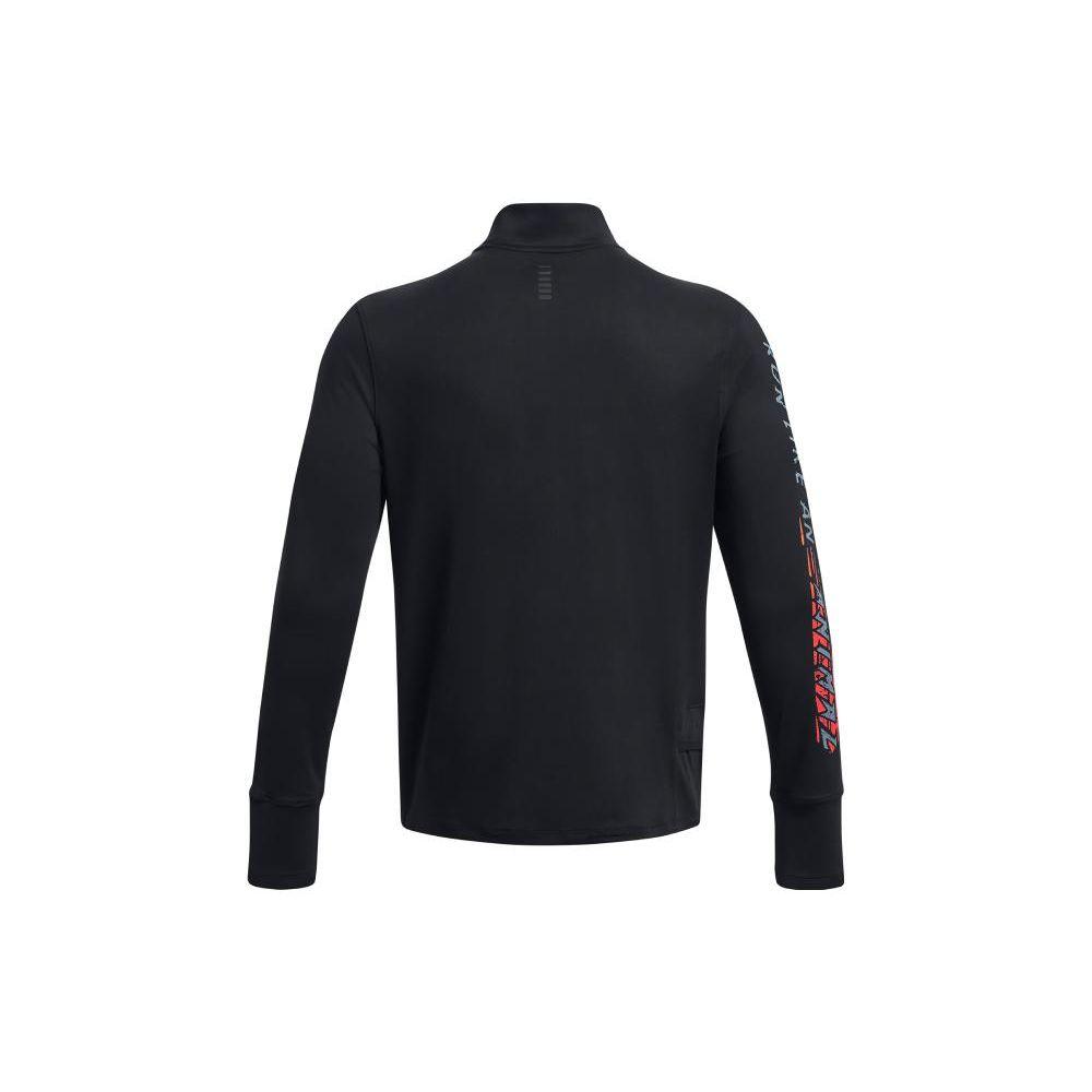 Under Armour Футболка с длинным рукавом Run LAA Letter Pattern Print 1/4 Zip Running, мужская, черная 1379305-001
