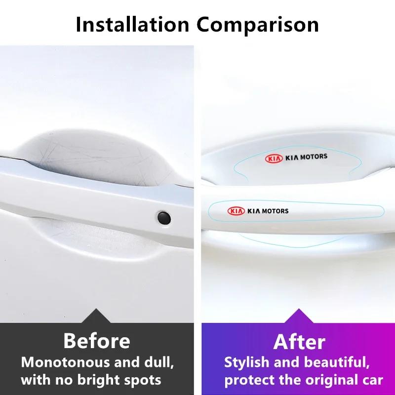 AHM1 Transparent Car Door Handle Bowl Sticker Anti-collision Strip for KIA Ceed Sportage Optima Picanto K5 K9 Sorento Rio Accessories