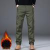 Winter Men'S Thick Velvet Warm Work Pants Casual Pants Loose Straight Tube Multi Pocket Pure Cotton Wear-Resistant Work Pants