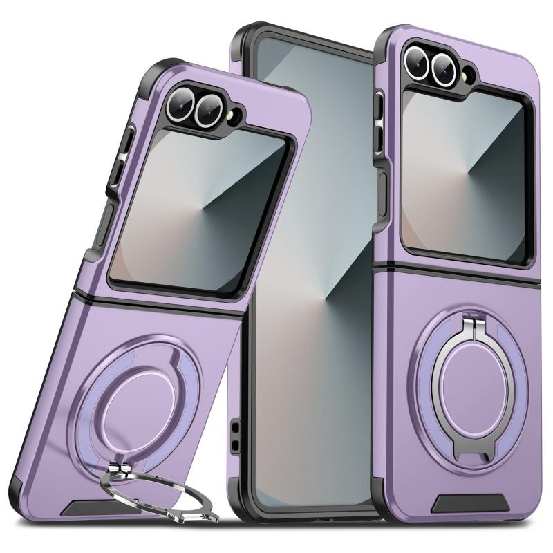 Магнитный чехол-броня с кольцом для Samsung Galaxy Z FLIP 6 5G ZFLIP6 Защита объектива Magsafe Беспроводная зарядка Ударопрочный чехол