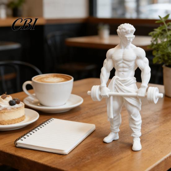 Muscle Posture Sculpture 3D Printed Man Ornament, Fitness-Themed for Bodybuilders, Fitness Enthusiast Gift Sports Figure Weightlifting Statue