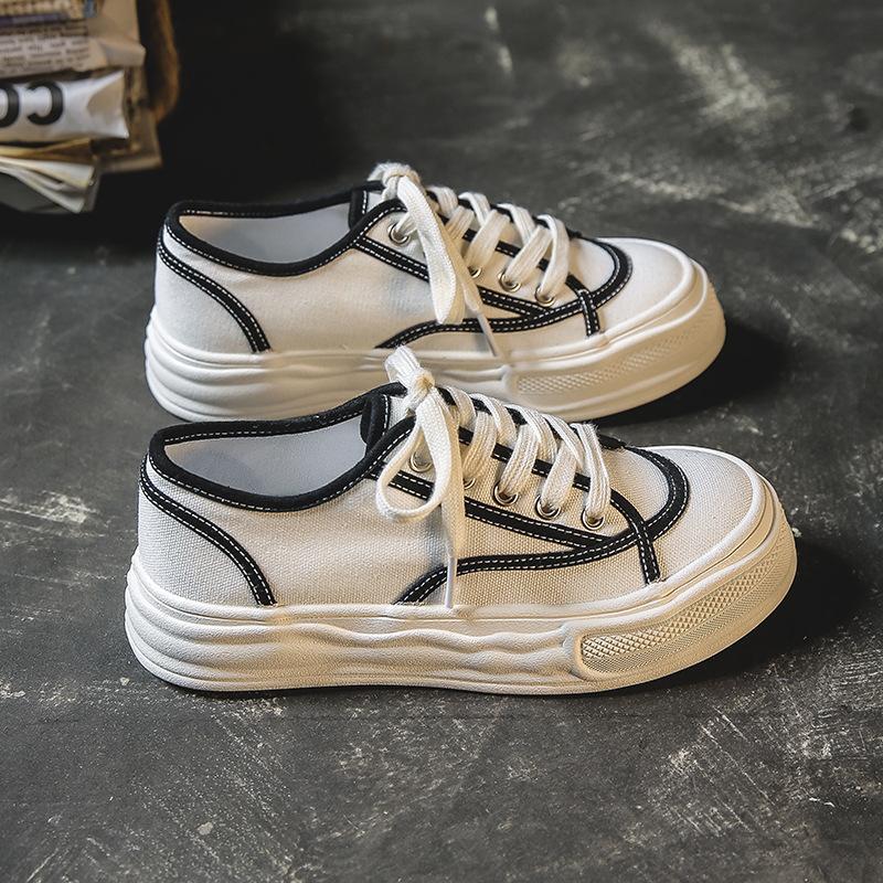 2 новые парусиновые туфли с большой головой для осени и зимы, женские повседневные модные туфли на шнуровке, ретро-стиль Гонконга, обувь на плоской подошве 50