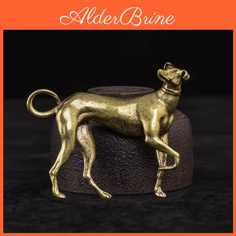 Brass Dog Desk Loyal Solid Ornaments Vintage Copper Animal Miniatures Figurines Decorations Gifts Home Decor Crafts Accessories