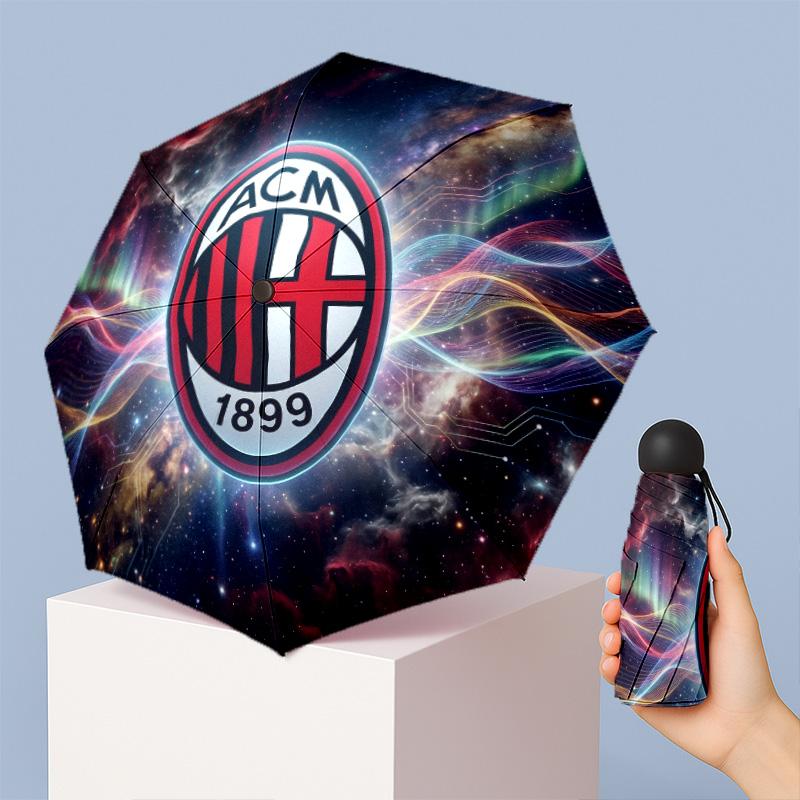 AC Milan Рисунок Печатный Мини 5 Сложений 8 Спиц Компактный Зонт Ветрозащитный Водонепроницаемый Легкий Портативный Складной