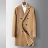 Новое осенне-зимнее двухстороннее шерстяное пальто ручной работы, однотонное двубортное пальто средней и длинной длины