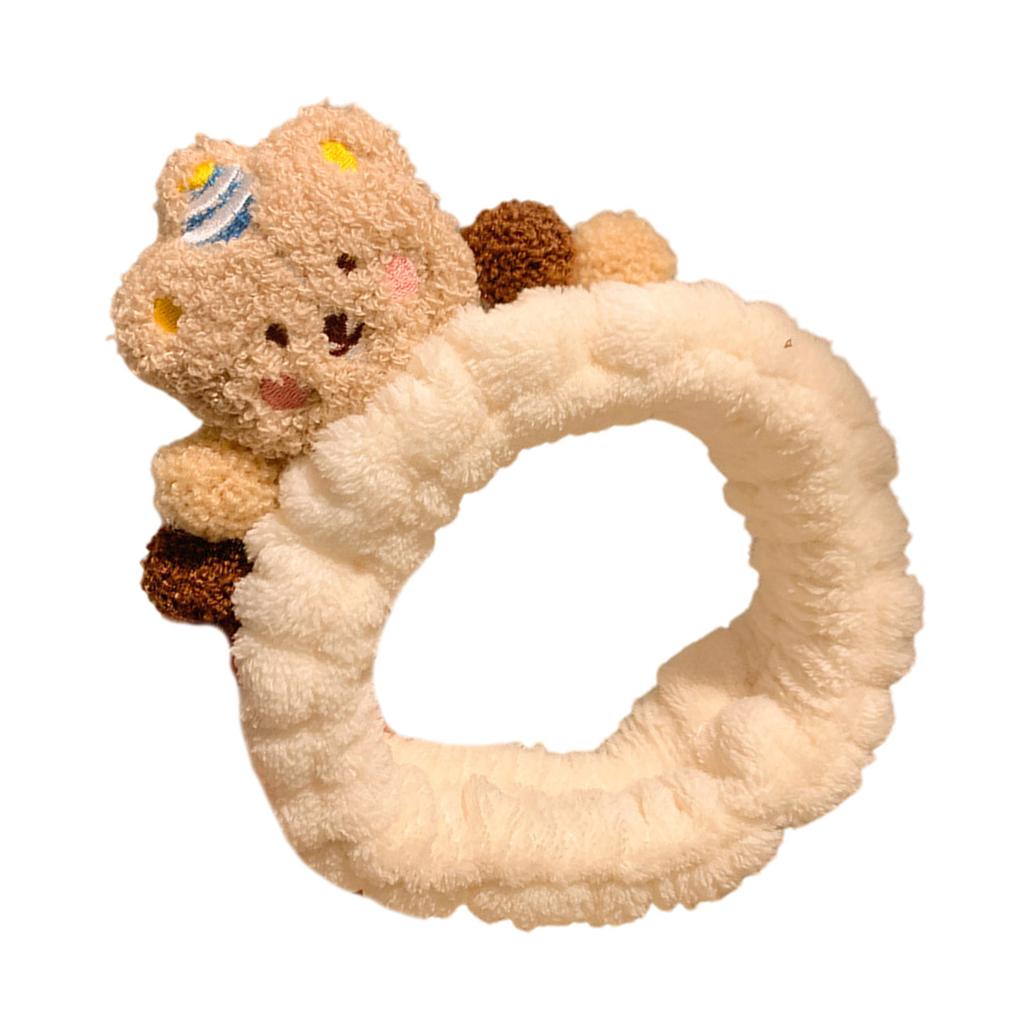 Lovely Plush Bear Headband for Adult Teens Face Washing Birthday Party Gathering Headpiece Women Skincare Hair Accessory