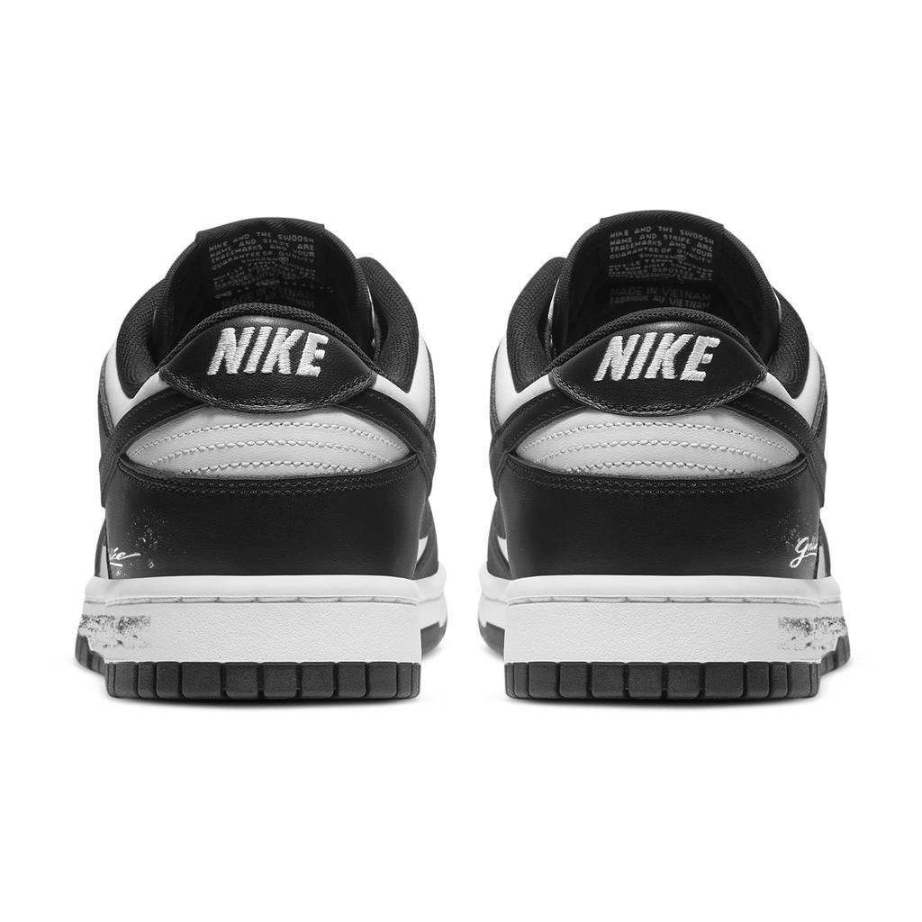 Nike Dunk Unrestrained Graffiti Abrasion Resistant Low top Skateboard Shoes Unisex Black White DD1391-100(Team529-)