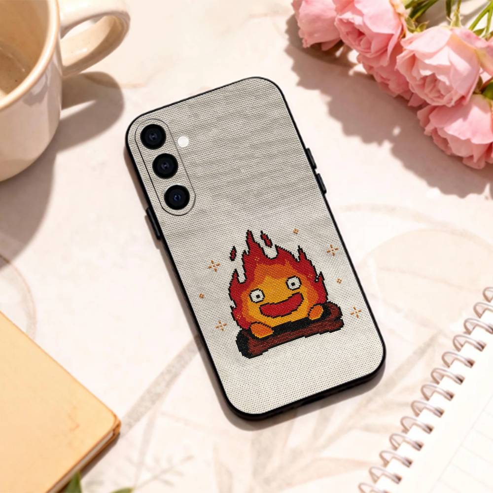 Аниме C-Cute C-Calcifer Чехол для телефона для Samsung Galaxy A73, A72, A71, A70, A53, A52, A51, Другие Мягкий Черный Корпус