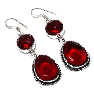 Серьги из серебра 925 пробы с мозамбикским гранатом и драгоценным камнем 2,44 дюйма